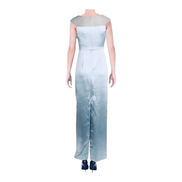 5 GOWNS sz 4 6 8 10 12 Papell Formal Blue Satin Rhinestone Maxi Prom Bride Dress - Picture 3 of 15